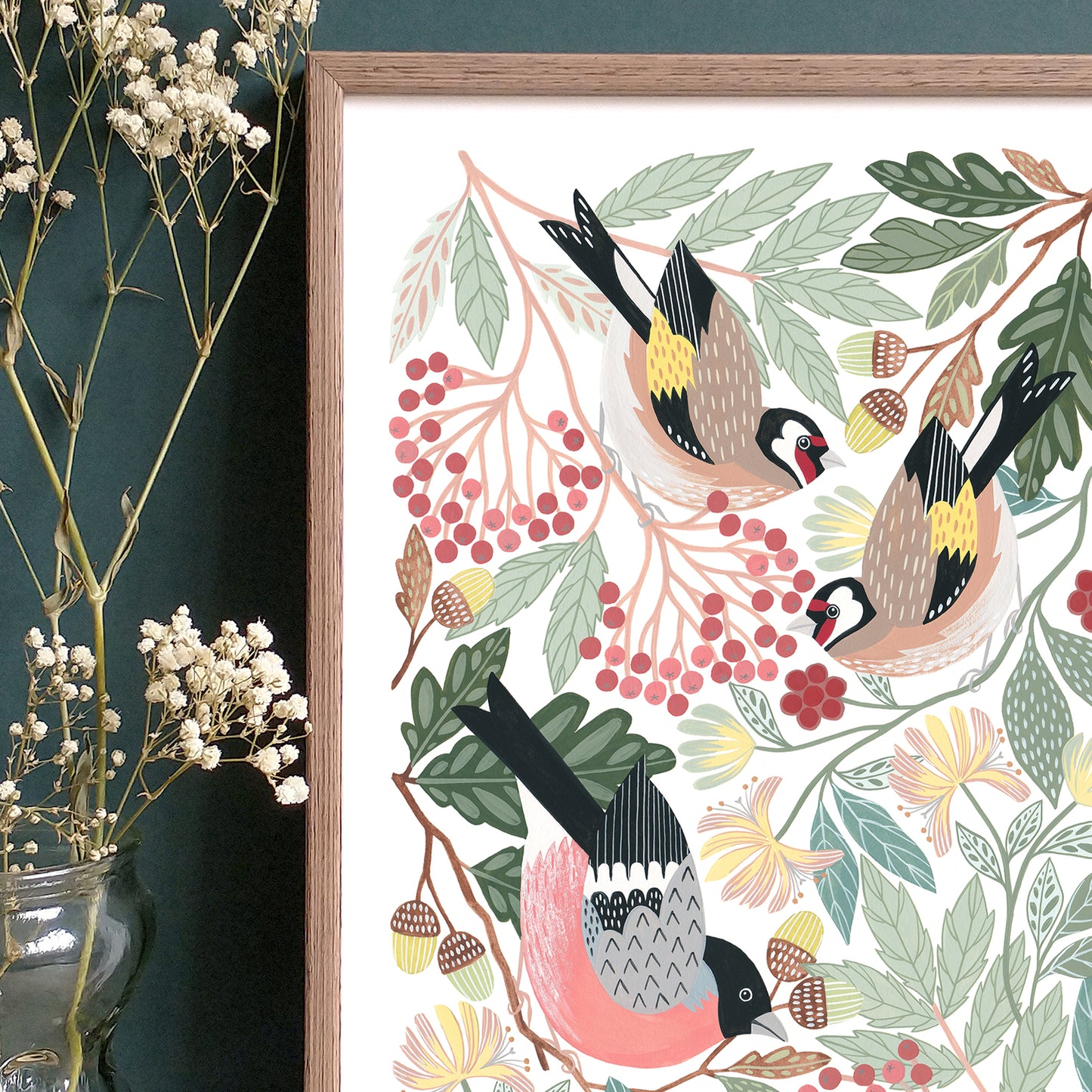 Woodland Finches Bird Art Print