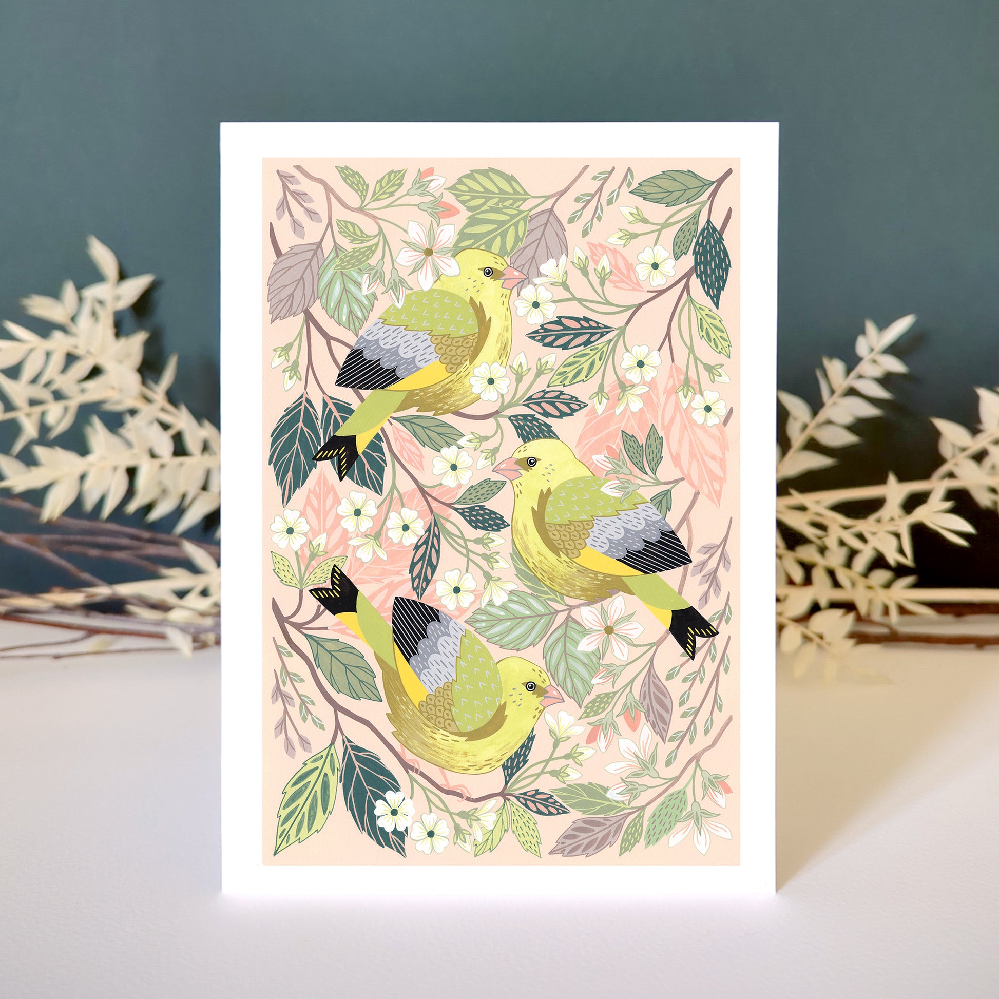 Greenfinch greetings card