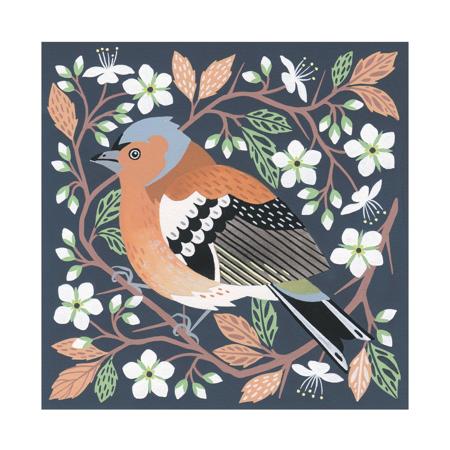 Forest Finds Original Painting: Chaffinch & Blackthorn
