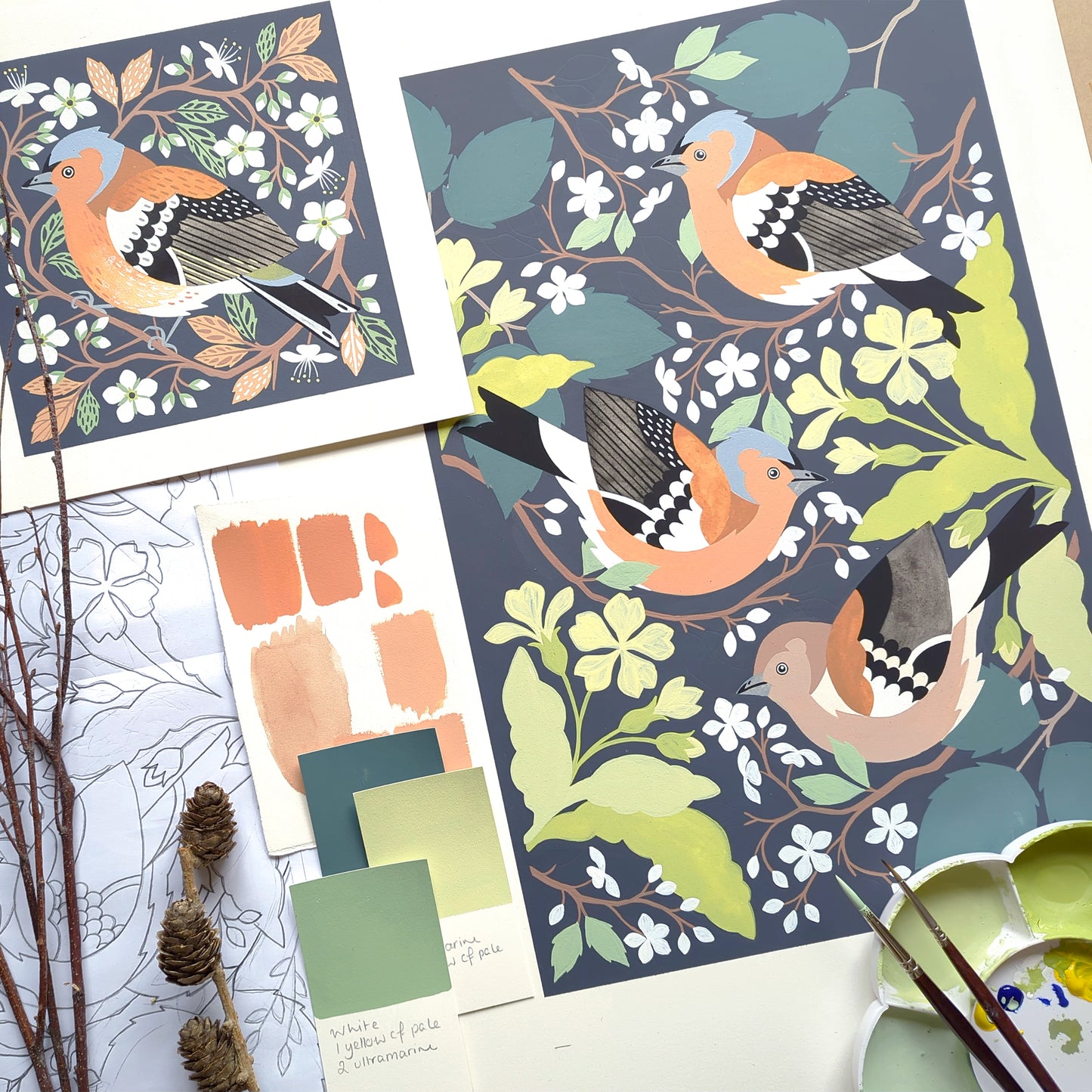 Chaffinches Original Painting