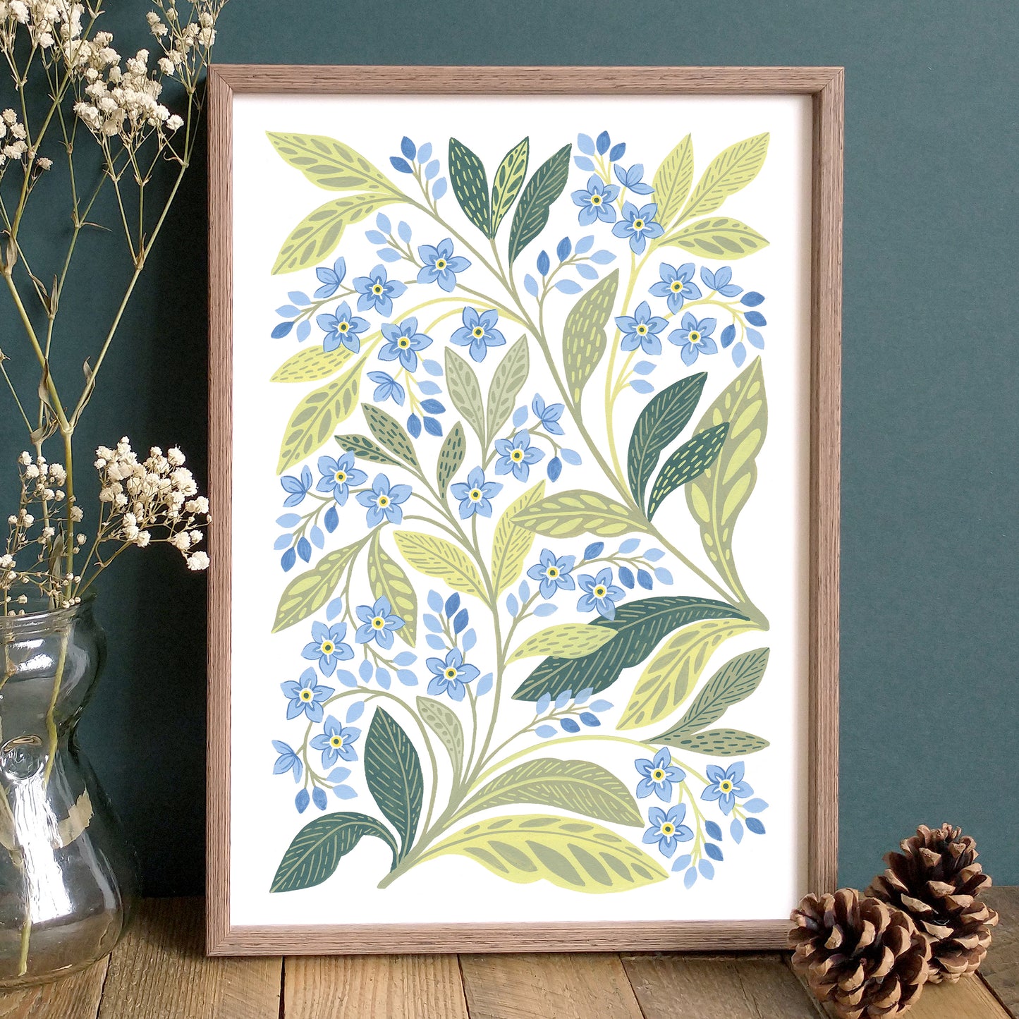 Botanical Artwork of Forget Me Not