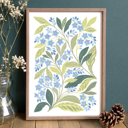 Botanical Artwork of Forget Me Not
