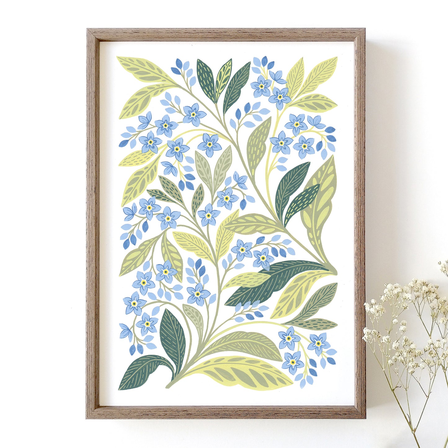 Botanical Art Print | Forget me not