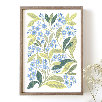 Botanical Art Print | Forget me not