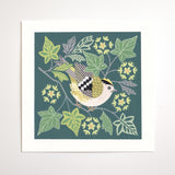 Forest Finds Original Painting: Goldcrest & Ivy