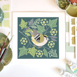 Forest Finds Original Painting: Goldcrest & Ivy