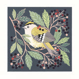 Forest Finds Original Painting: Goldcrest & Elderberries