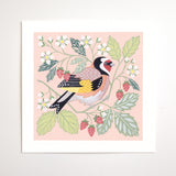 Forest Finds Original Painting: Goldfinch & Wild Strawberries