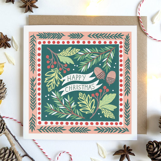 Pack of Six Luxury Christmas Cards | Festive Folk Art Design