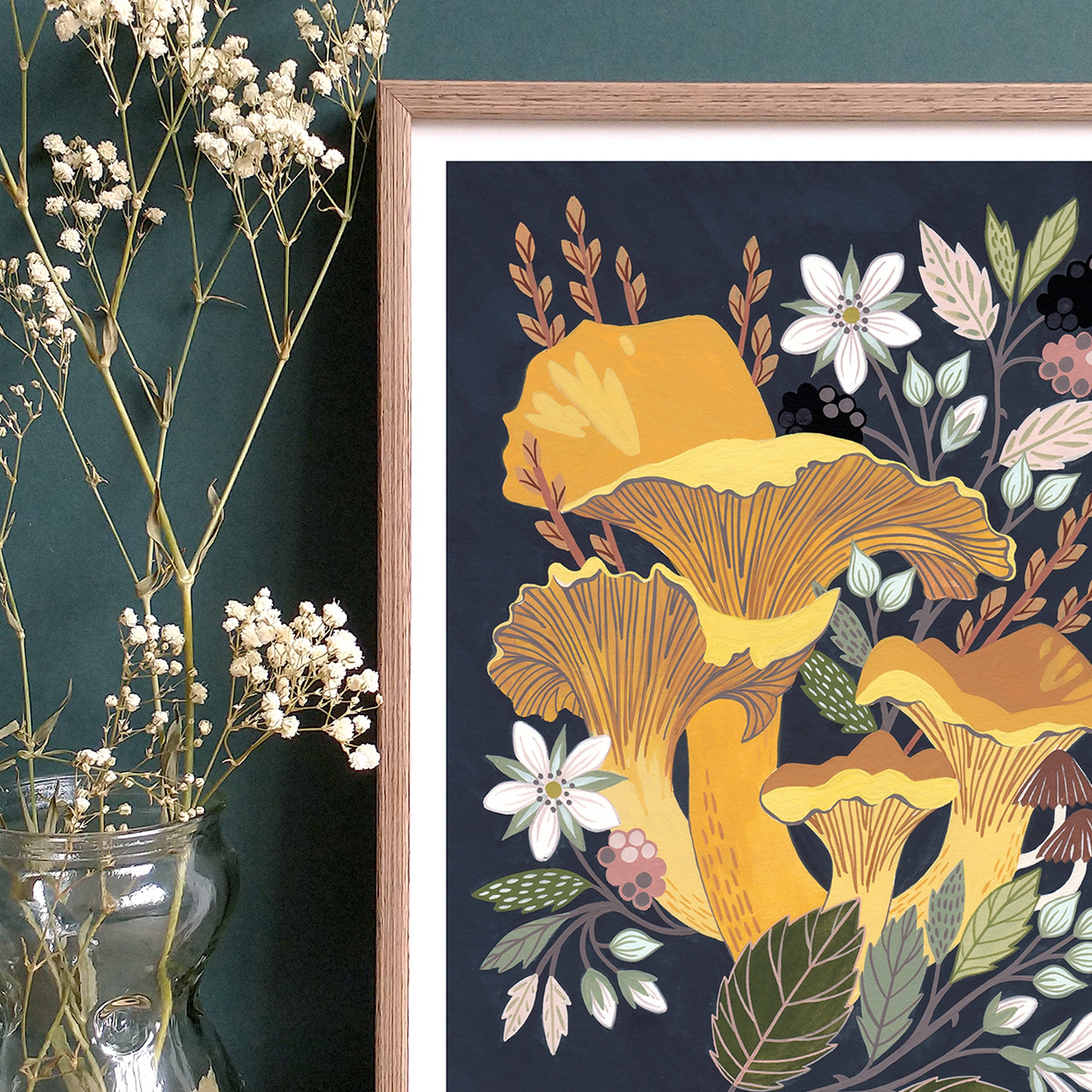 Mushroom wall art of chanterelle