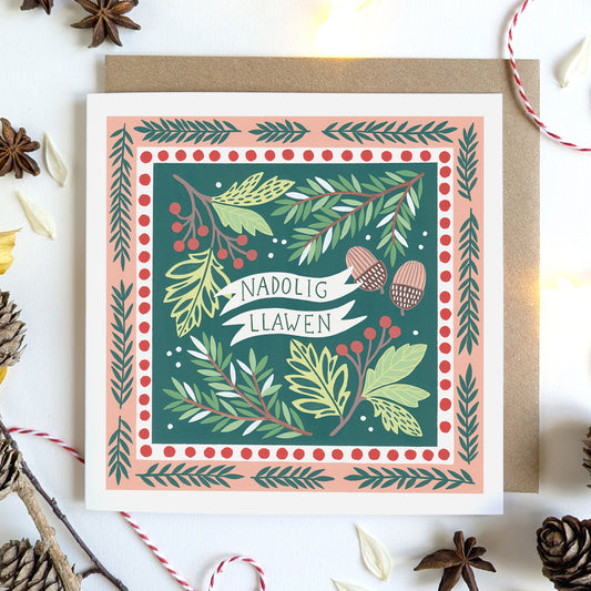 Pack of Six Luxury Welsh Christmas Cards | Nadolig Llawen Design