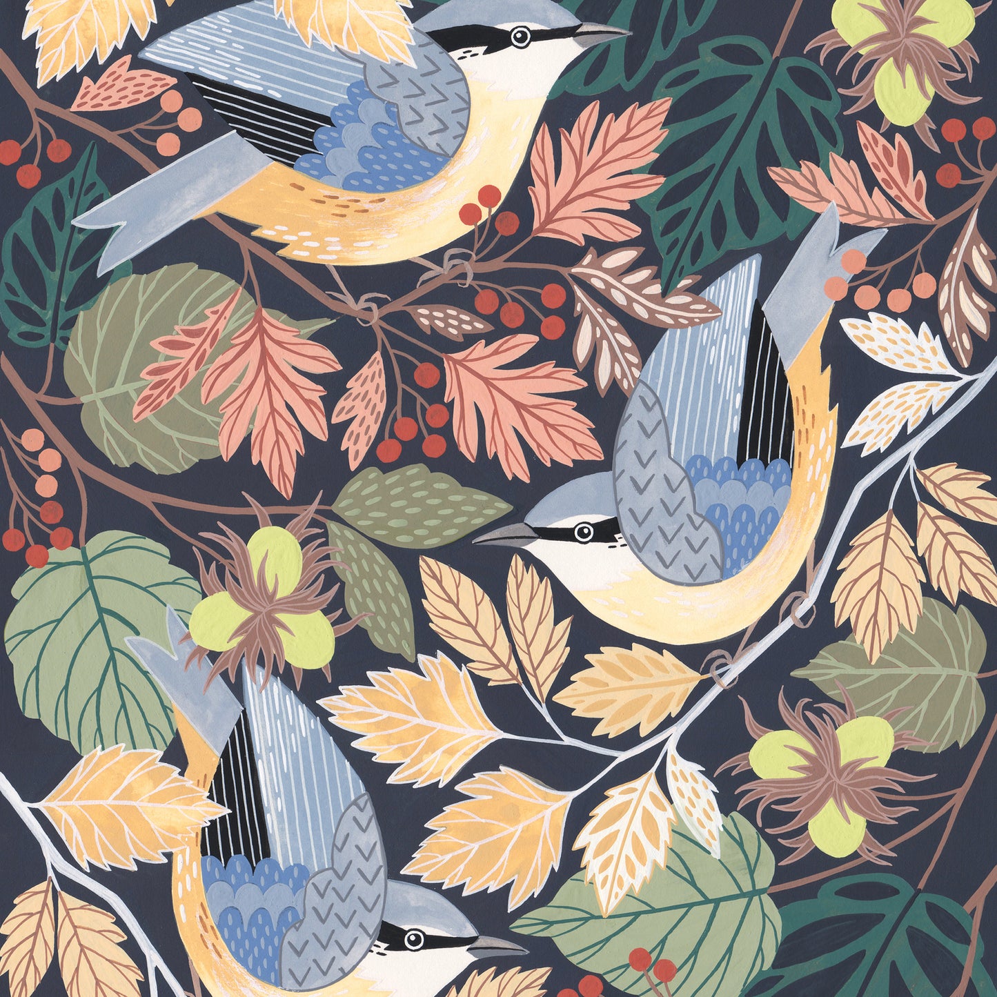 Nuthatches Original Painting