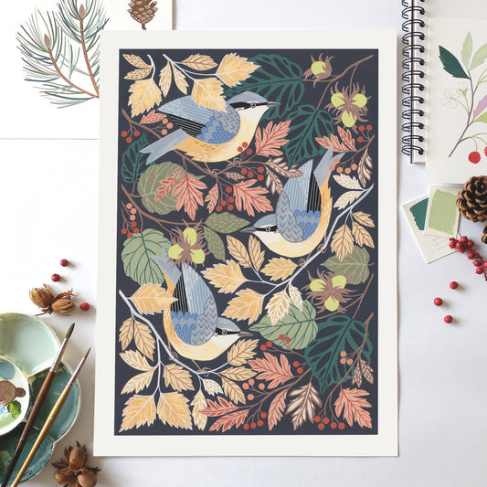 Nuthatches Original Painting