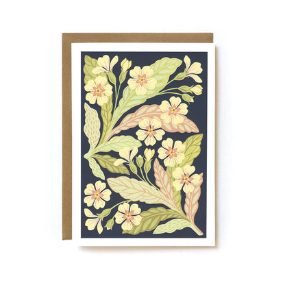 Botanical Greetings Card With Primrose Design