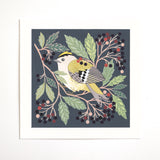 Forest Finds Original Painting: Goldcrest & Elderberries