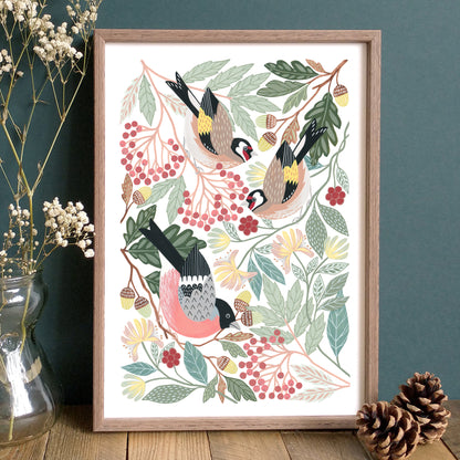 Woodland Finches Bird Art
