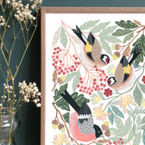 Woodland Finches Bird Art Print