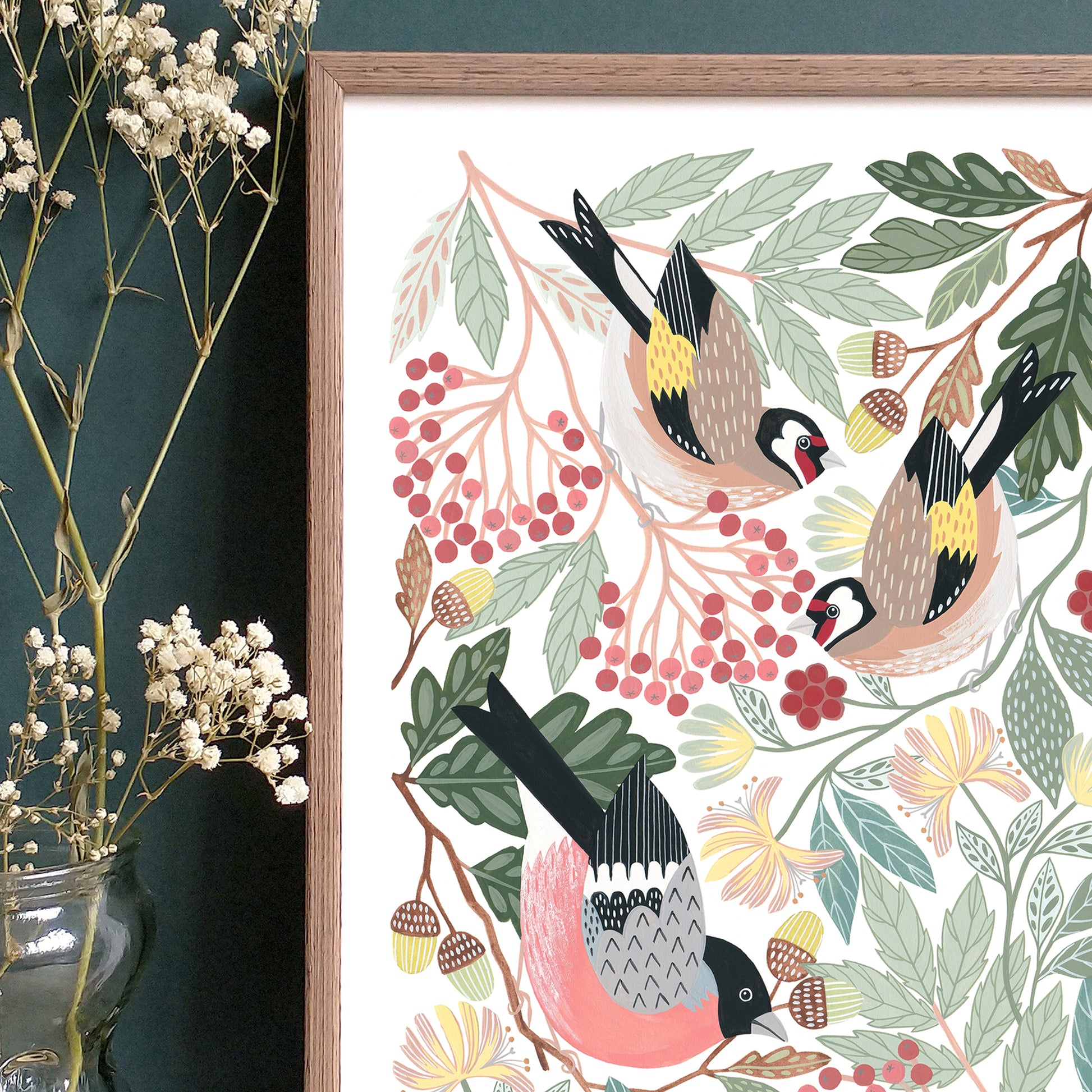 Woodland Finches Bird Art Print