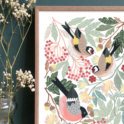 Woodland Finches Bird Art Print