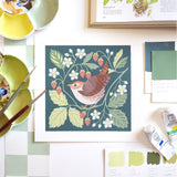 Forest Finds Original Painting: Wren & Wild Strawberries