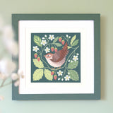 Forest Finds Original Painting: Wren & Wild Strawberries